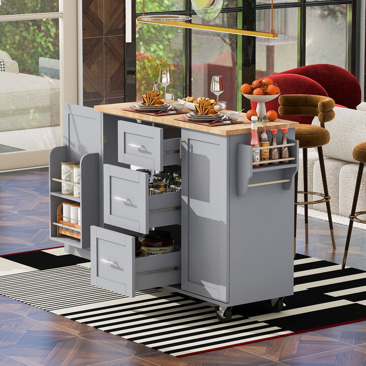 Merax Modern Kitchen Cart Rolling Kitchen Island with Storage