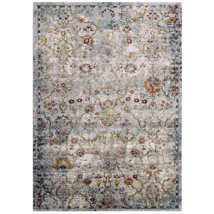 Success Manuka Distressed Vintage Floral Lattice 4x6 Area Rug - Multicolored