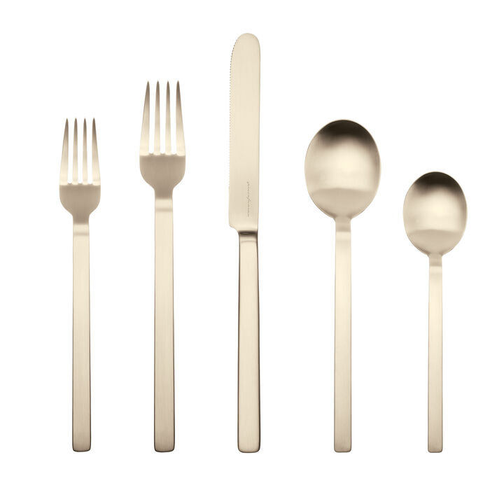 Stile By Pininarina 5-Piece Flatware Set in Ice Champagne