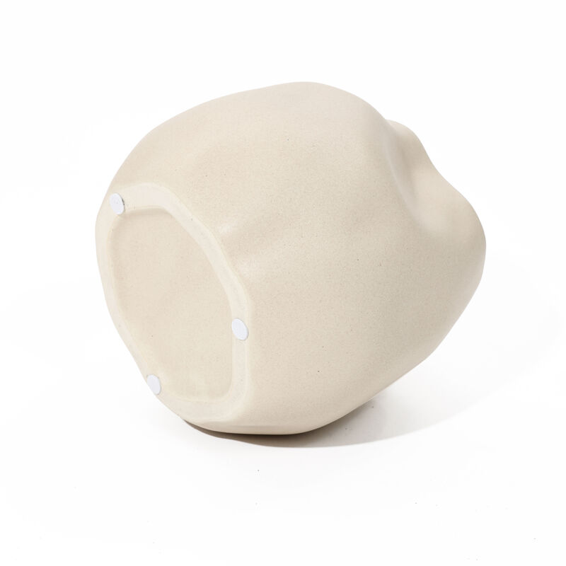 LuxenHome Ivory White Ceramic Modern Round Vase