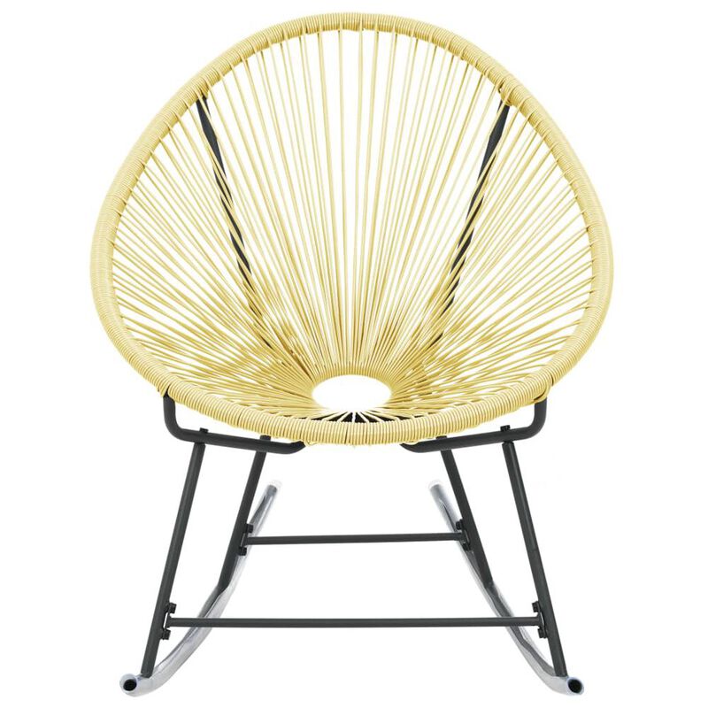 vidaXL Outdoor Rocking Moon Chair Poly Rattan Beige 3140