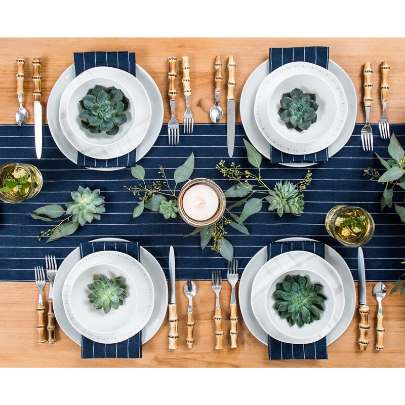 Solino Home 100% Pure Linen Table Runner | Pinstripe