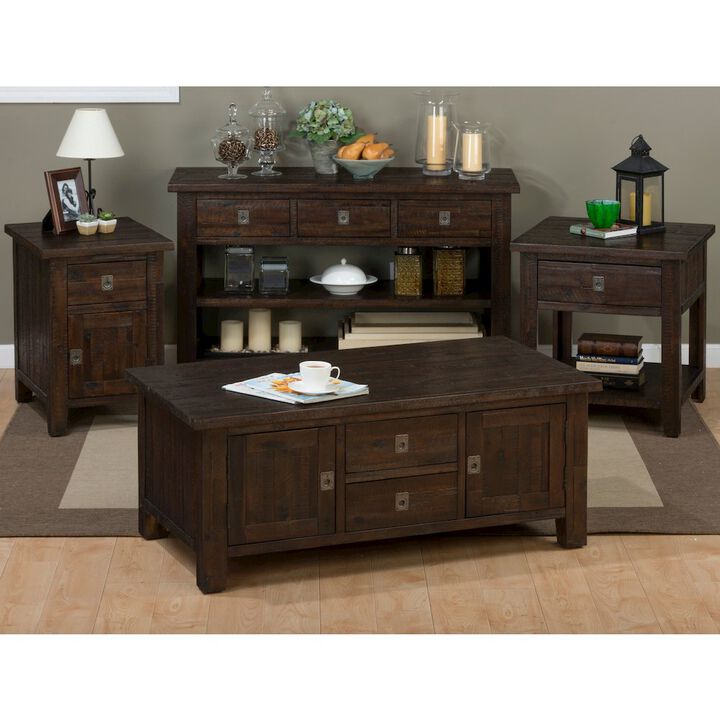 Jofran Kona Grove Distressed Rustic Solid Acacia Square End Table