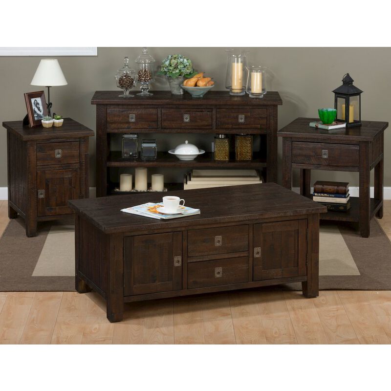 Jofran Kona Grove Distressed Rustic Solid Acacia Square End Table