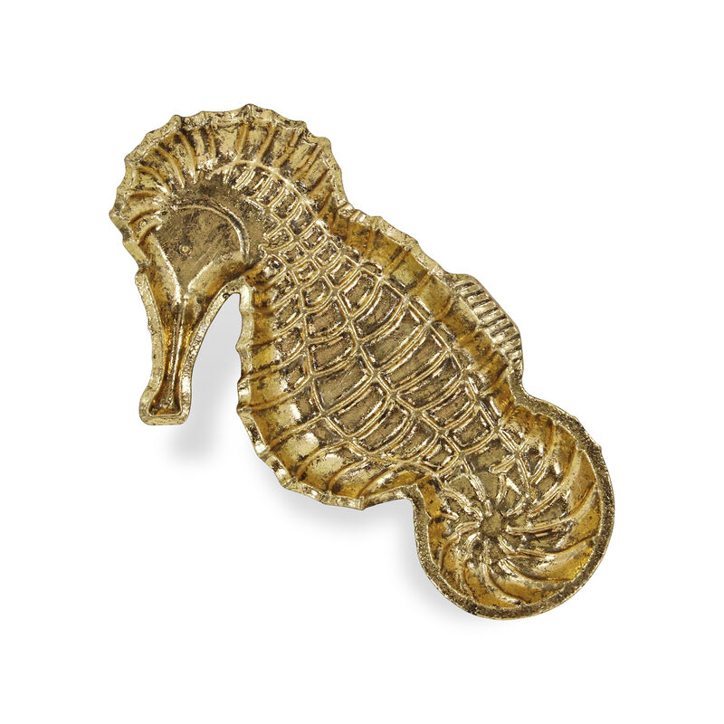 10.25" Ceili Golden Cast Iron Sea Horse Tray