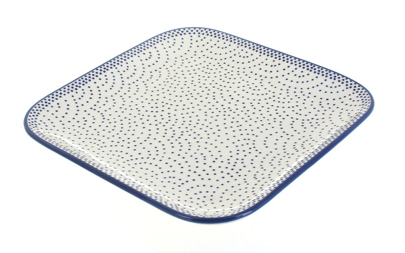 Blue Rose Polish Pottery Dots Square Lunch Plate