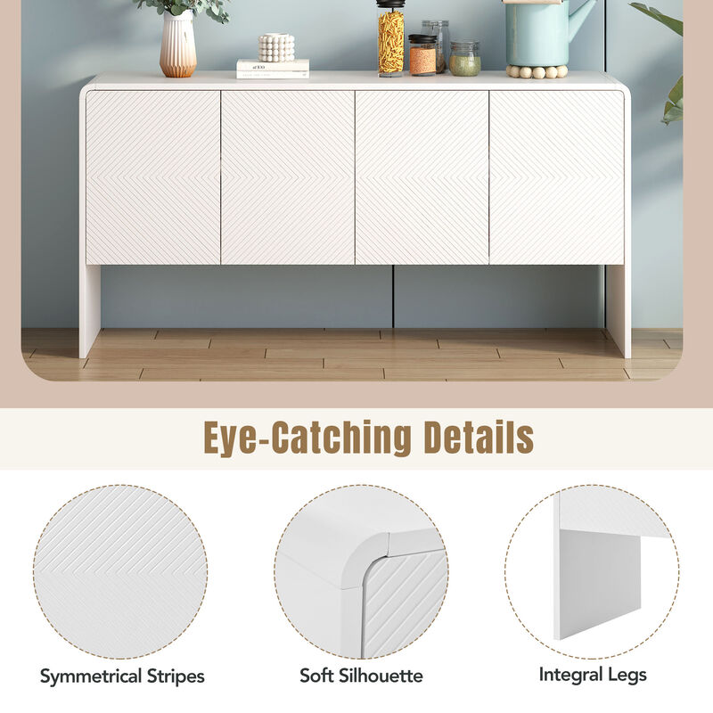 60" Sideboard With Adjustable Shelves Living Room & Entryway, White