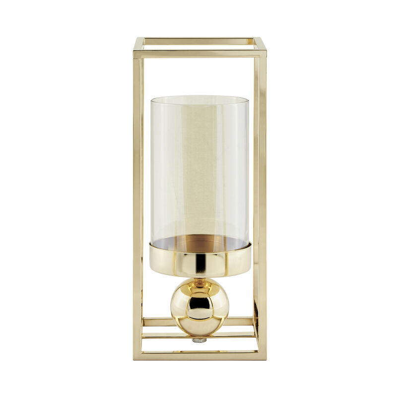 Luna Warm Gold Tinted Glass Large Hurricane Candle Holder