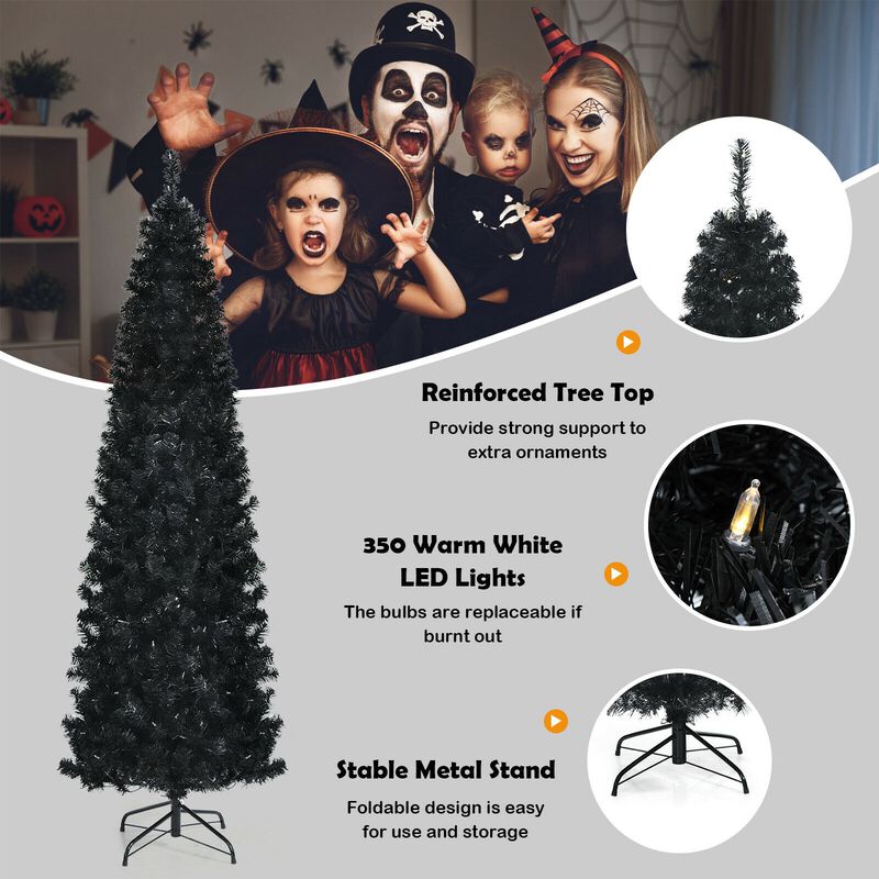 Pre-lit Christmas Halloween Tree with PVC Branch Tips and Warm White Lights