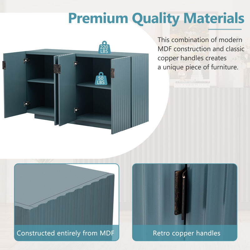 Merax 4 Wavy Doors Sideboard with Adjustable Shelves