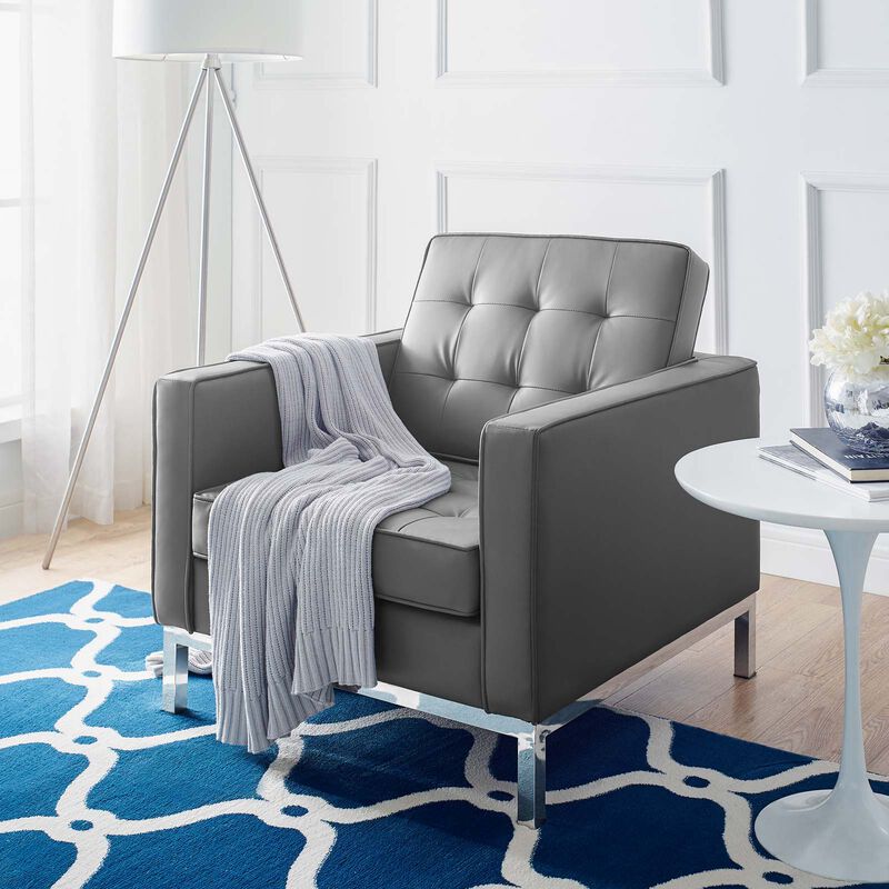 Loft Tufted Vegan Leather Armchair