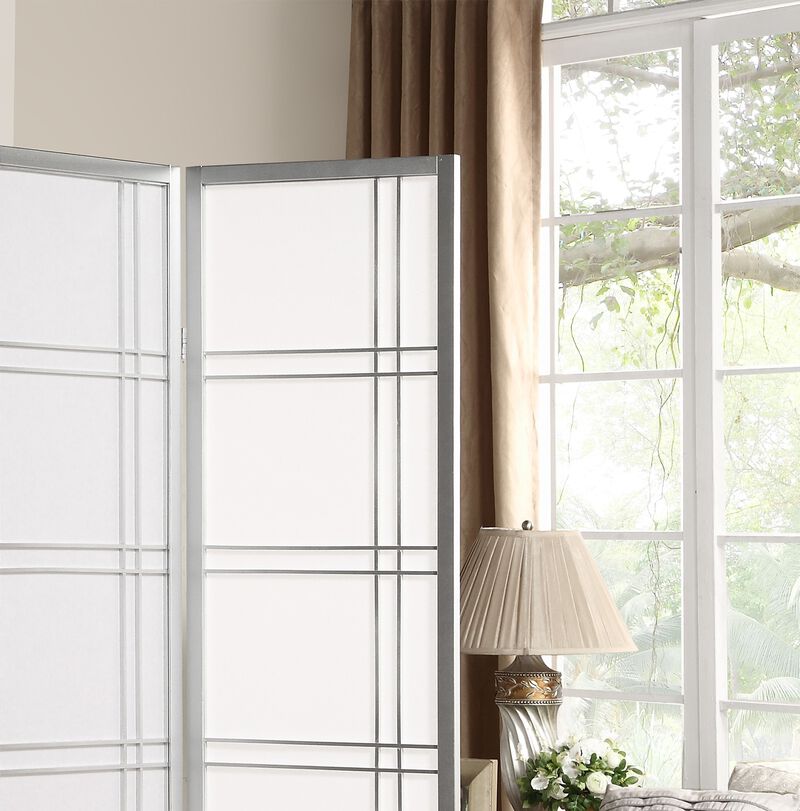 Streamdale Seto 4-Panel Room Divider Screen, Silver
