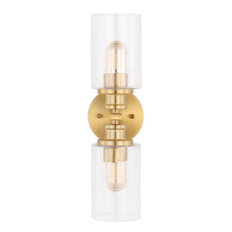Jules Edison Cylinder Iron/Seeded Glass Farmhouse Contemporary LED Wall Sconce