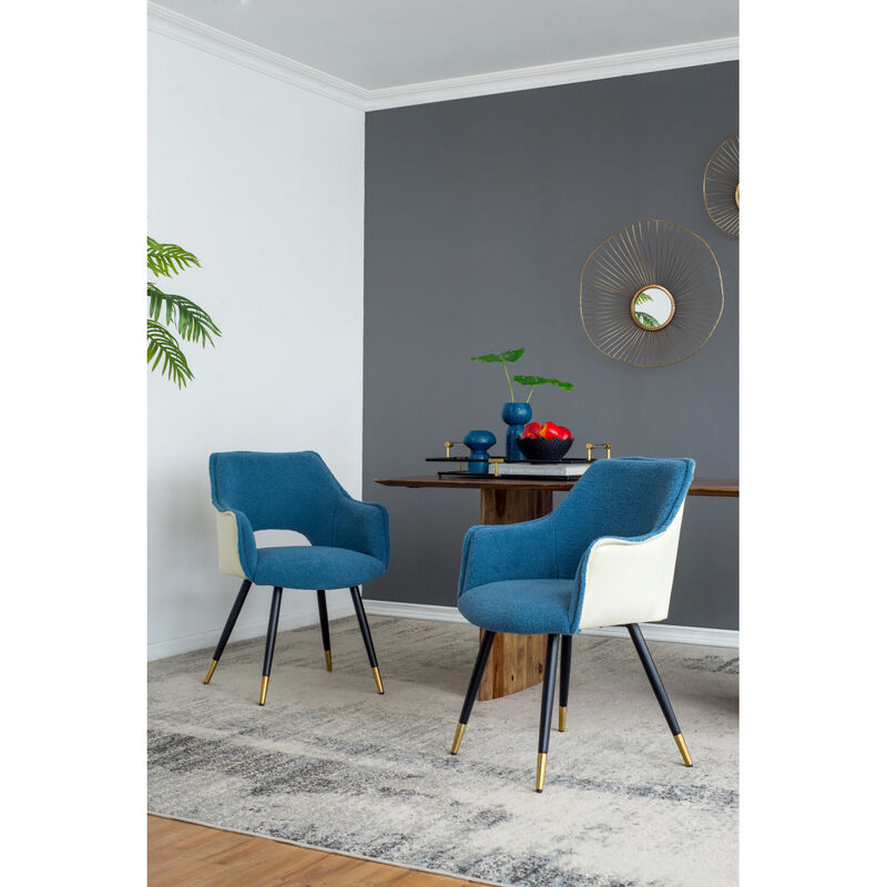 Set Of 2 Blue Fabric Side Chair, Living Room Bedroom Kitchen Vanity Accent Chair, 23" X 23" X 34"