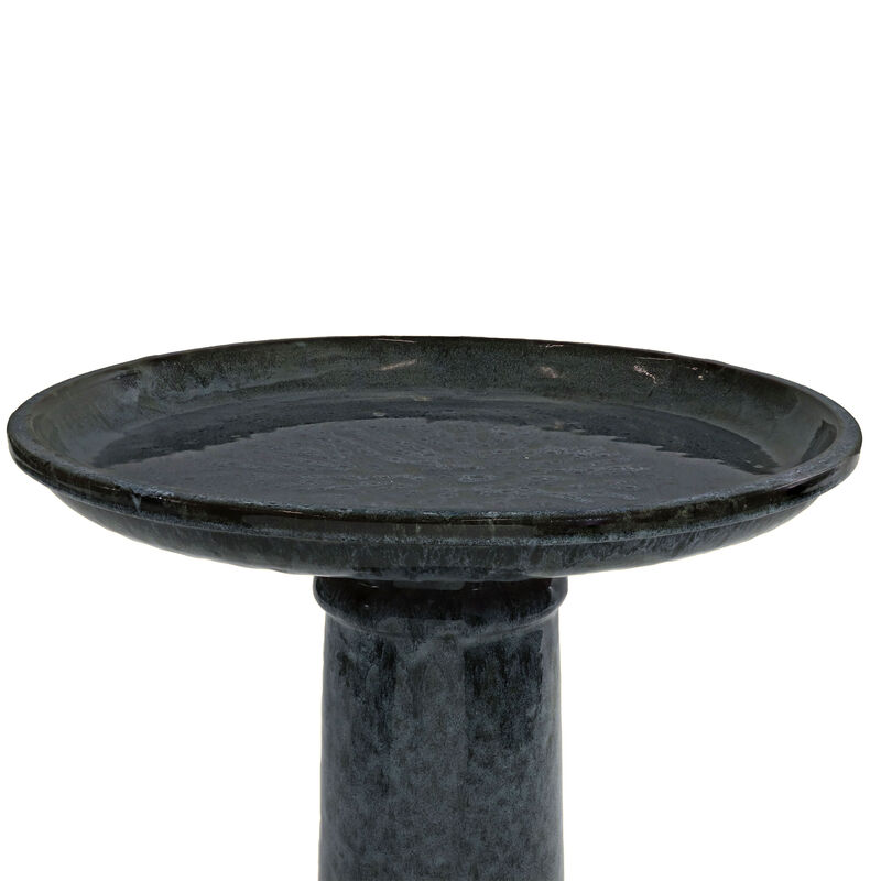 Sunnydaze Toulon Black Mist Ceramic Bird Bath - 24.5" H