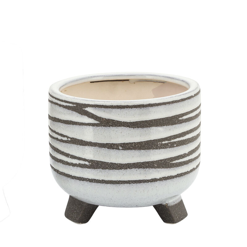 Ceramic Footed Planter, White