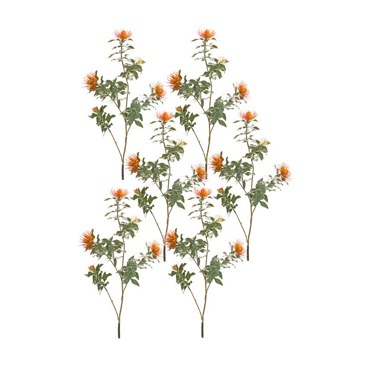 Flocked Protea Spray for Winter and Holiday Décor (Set of 6)