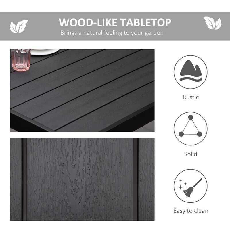 Black Alfresco Dining: 8-Person Rectangular Pedestal Table