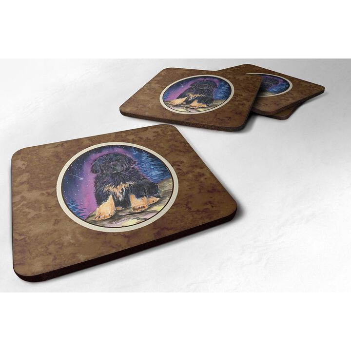 Caroline's Treasures SS8440FC Starry Night Tibetan Mastiff Foam Coasters Set of 4 (Set of 4), 3.5 H x 3.5 W, Multicolor
