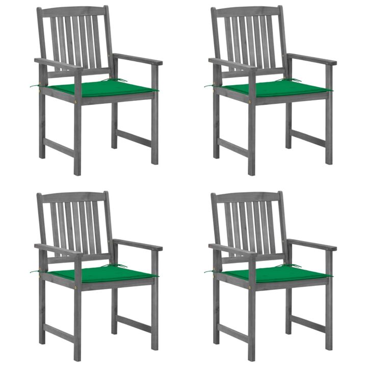 vidaXL Director's Chairs with Cushions 4 pcs Gray Solid Acacia Wood