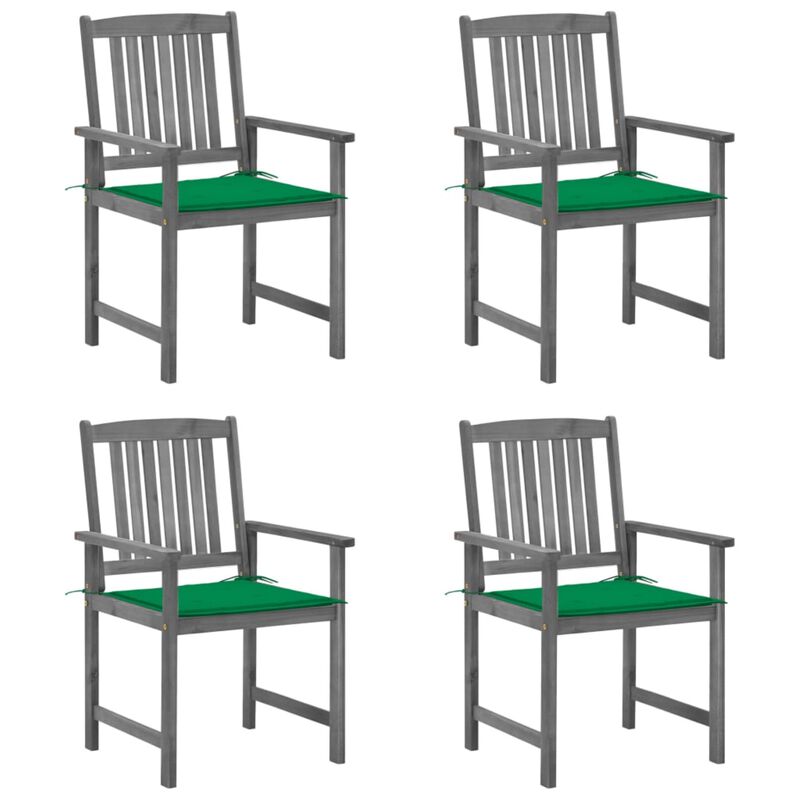 vidaXL Director's Chairs with Cushions 4 pcs Gray Solid Acacia Wood