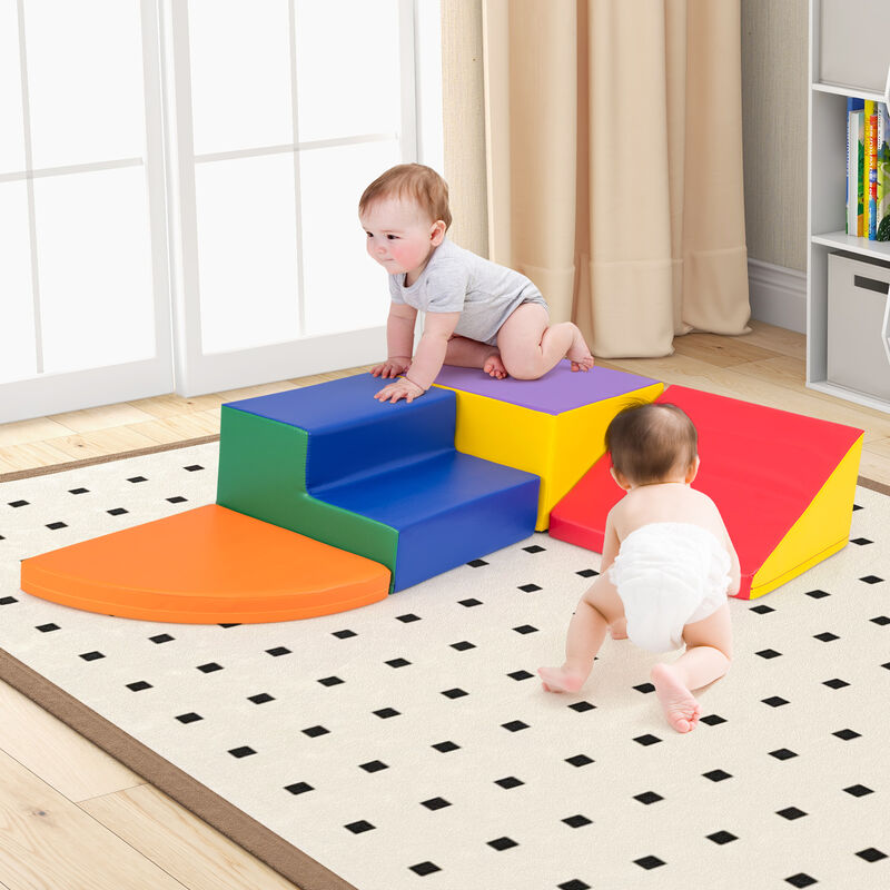 4-Piece Climb and Crawl Foam Block Play Set for Infant Baby