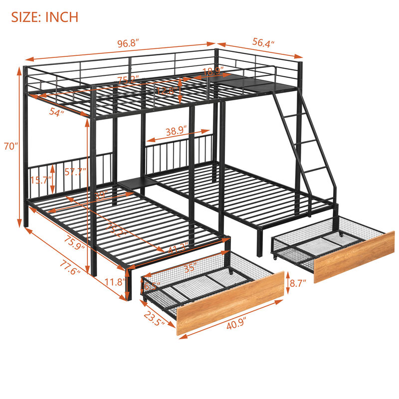 Merax Full Over Twin & Twin Bunk Bed