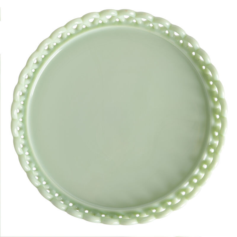 Martha Stewart Highbrook Jadeite Glass Loop Cake Stand in Mint