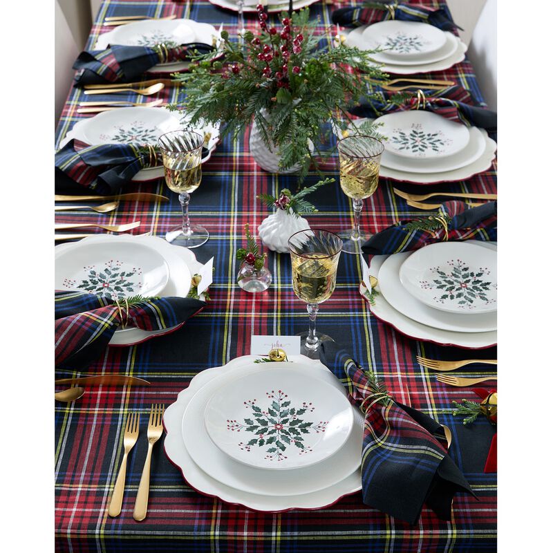 Solino Home 100% Pure Linen Tablecloth | Stewart Plaid for Spring and Easter
