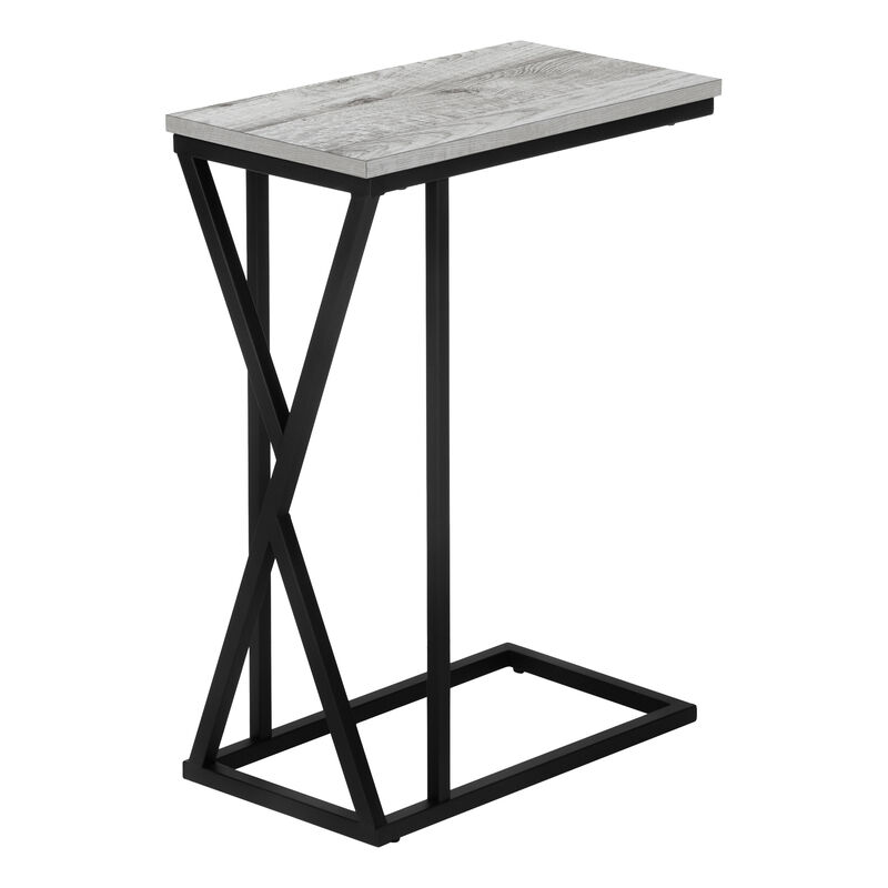 Monarch Specialties I 3248 Accent Table, C-shaped, End, Side, Snack, Living Room, Bedroom, Metal, Laminate, Grey, Black, Contemporary, Modern