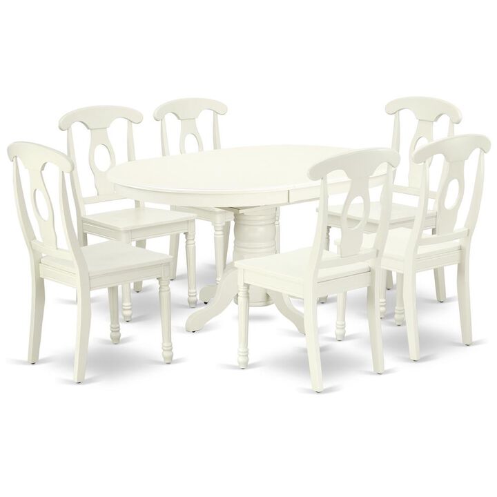 East West Furniture Dining Room Set Linen White, AVKE7-LWH-W