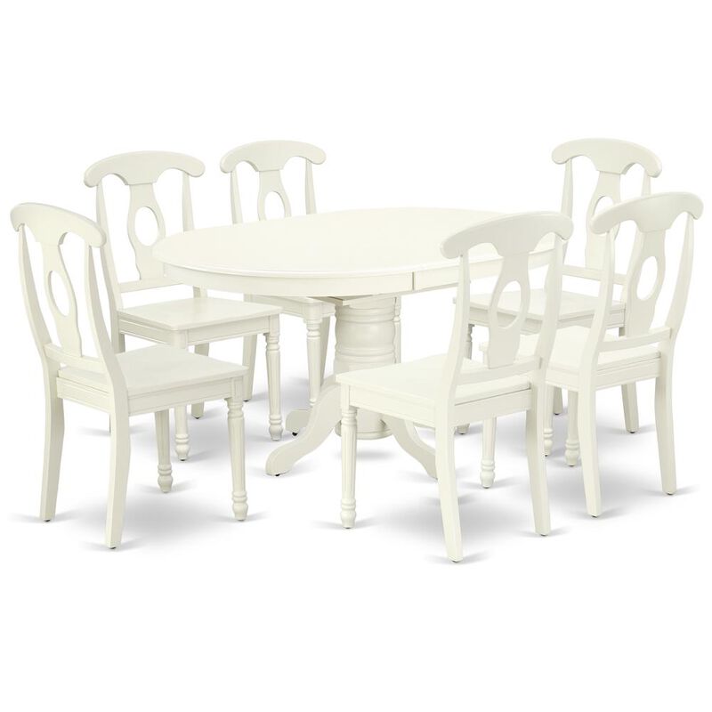 East West Furniture Dining Room Set Linen White, AVKE7-LWH-W