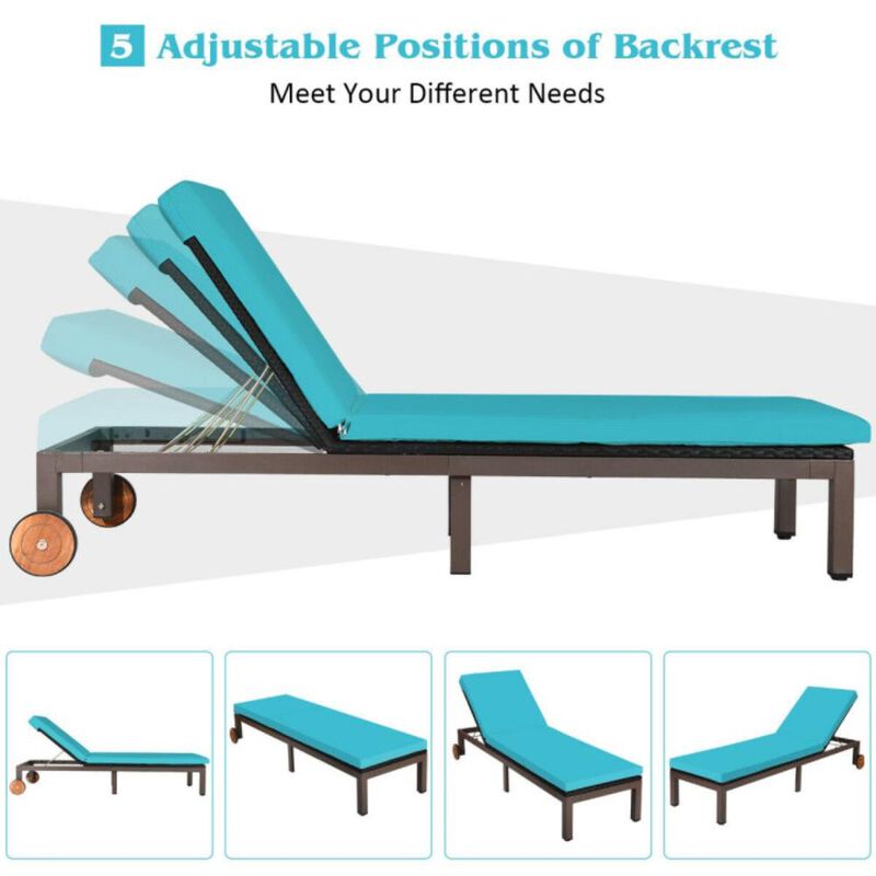 Hivvago Patio Chaise Lounge Chair Outdoor Rattan Lounger Recliner Chair