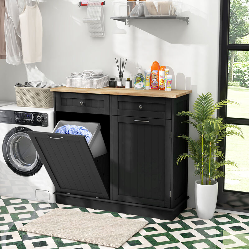 Kitchen Trash Cabinet with Single Can Holder & Adjustable Shelf – Stylish Waste Bin Storage Solution