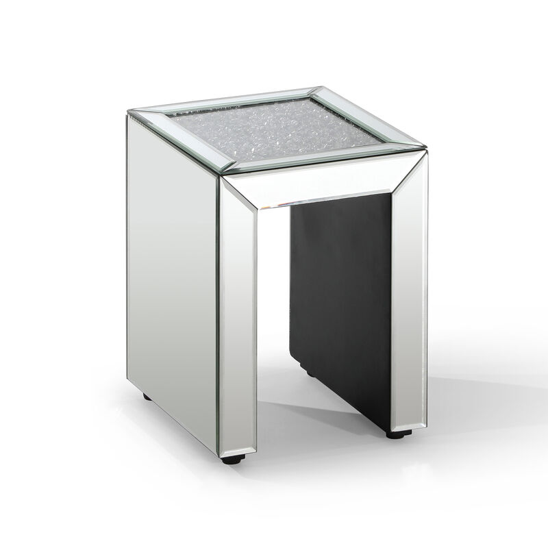 Decor 19.7 in. Silver Rectangle Glass Top Nesting End Table (3 Pieces)