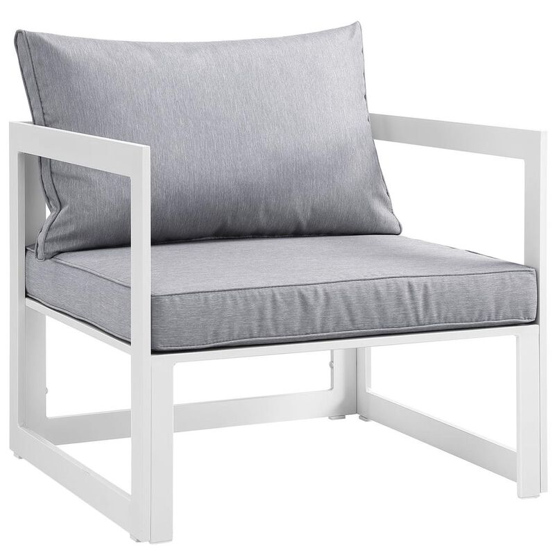 Fortuna 8 Piece Outdoor Patio Sectional Sofa Set - White Gray