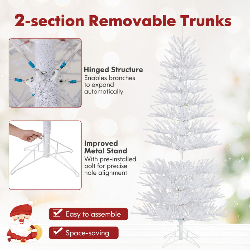 Artificial Pre-lit Christmas Tree Hinged Xmas Tree with Coral-like Branch Tips