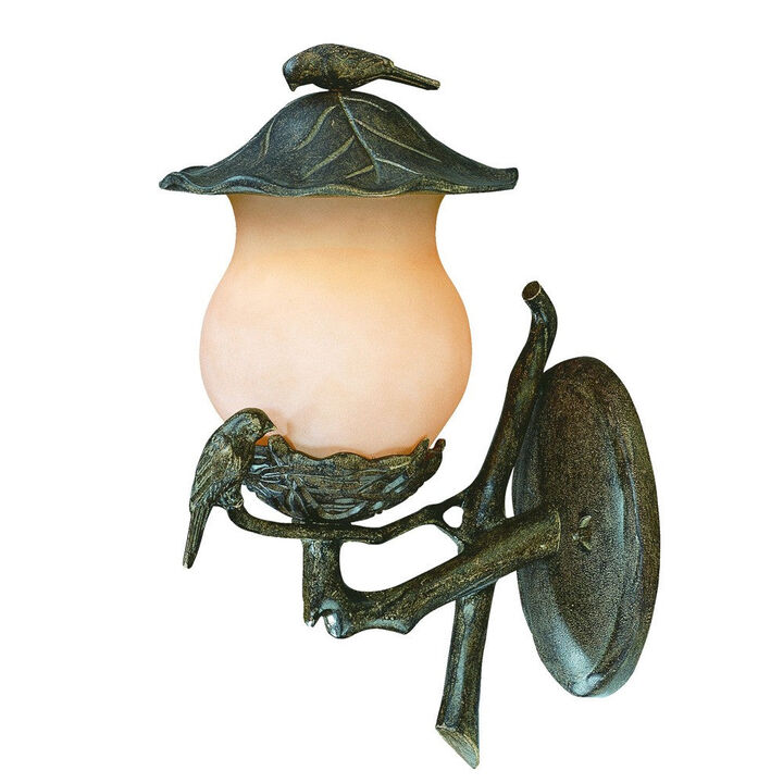Hivvago Vintage Black and Gold Bird Detail Lantern Wall Light
