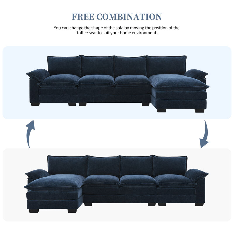 Merax 5-seat Upholstered Cloud Sofa with Double Seat Cushions