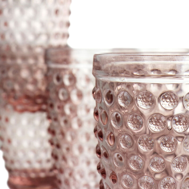 Martha Stewart 6 Piece Hobnail Handmade Glass Tumbler Set in Pink