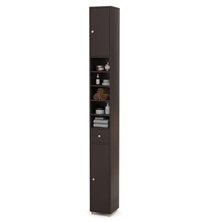 Hivvago Freestanding Slim Bathroom Cabinet with Drawer and Adjustable Shelves