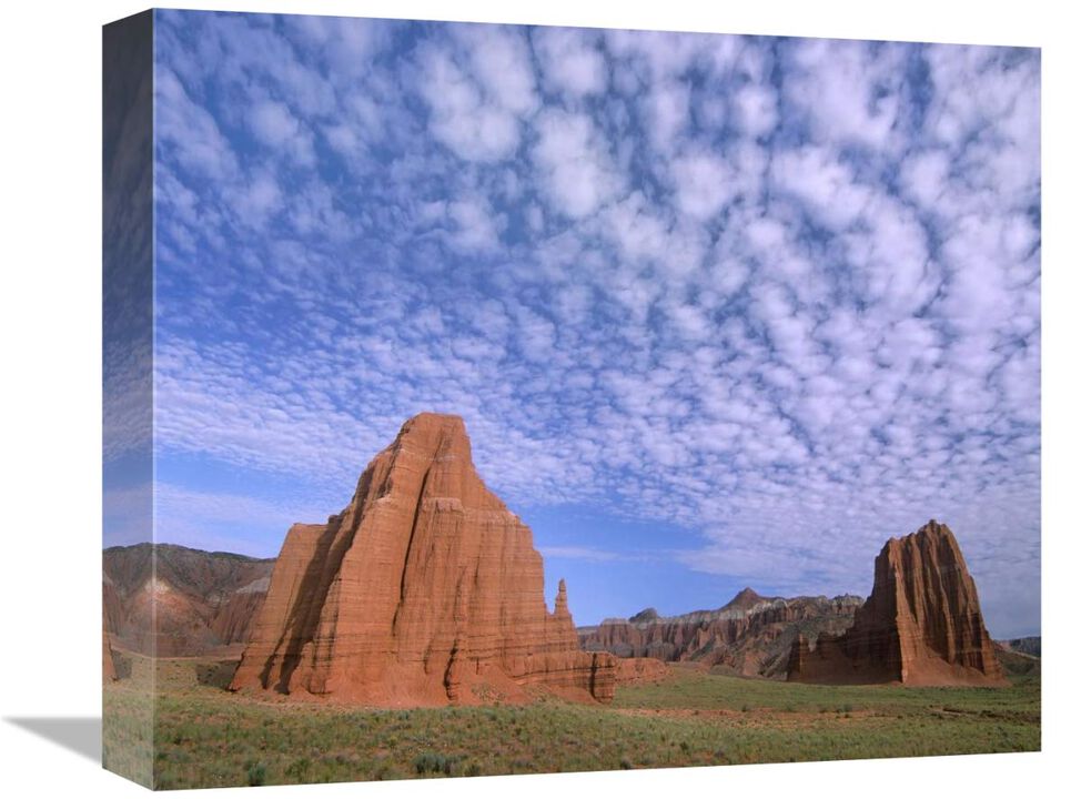 Sandstone formations, Temples of the Sun and Moon, Capitol Reef National Park, Utah-Canvas Art-16x13.44