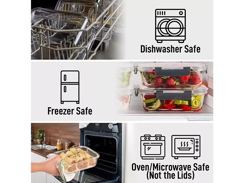 Zulay Kitchen 5-Piece Borosilicate Glass Clear Food Storage Containers