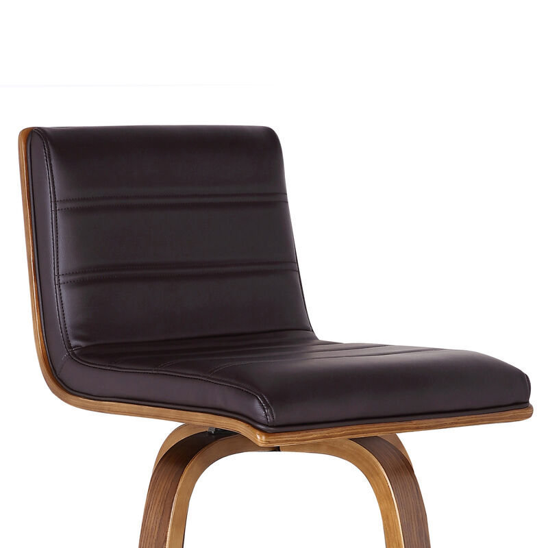 Vienna  Counter Height Swivel Cream Faux Leather and Walnut Wood Bar Stool
