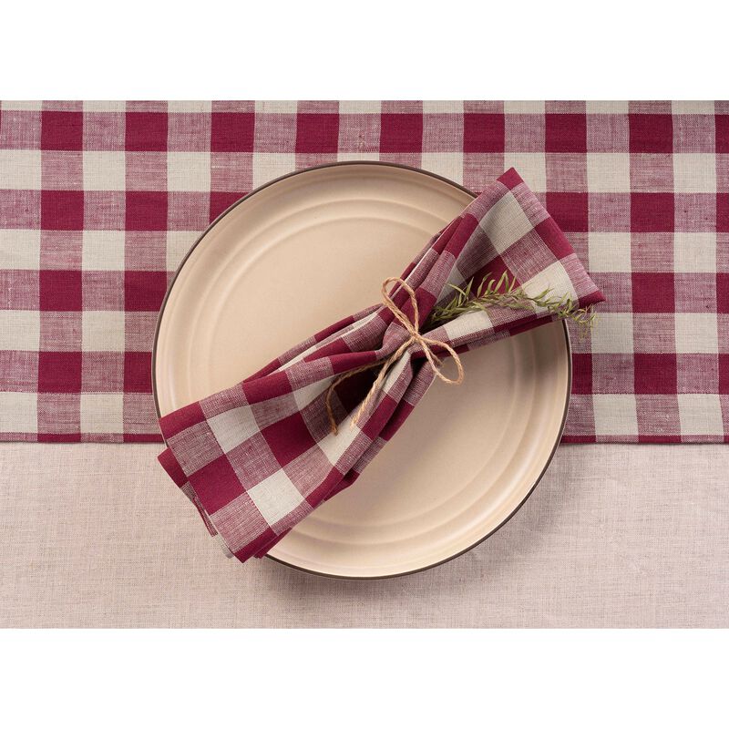 Solino Home 100% Pure Linen Cloth Napkins 20 x 20 Inch Set of 4 Dinner Napkins | Morgan Check
