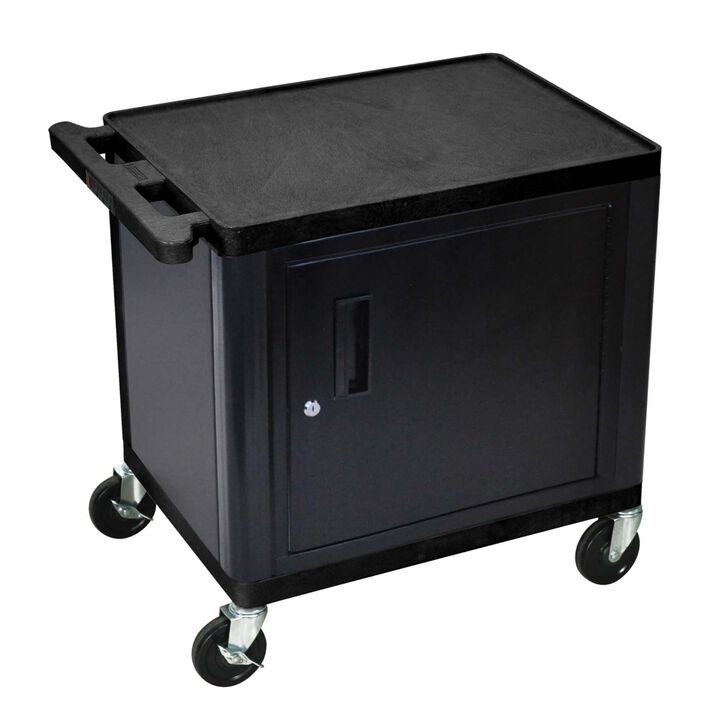 Luxor Black 2 Shelf A/V Cart W/ Cabinet 26" H