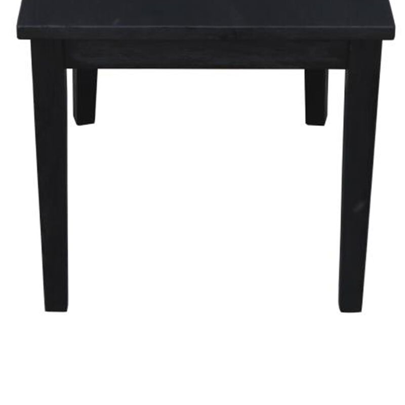 Dining Side Chair Set of 2, Curved Backrest and Tapered Legs, Black - Benzara