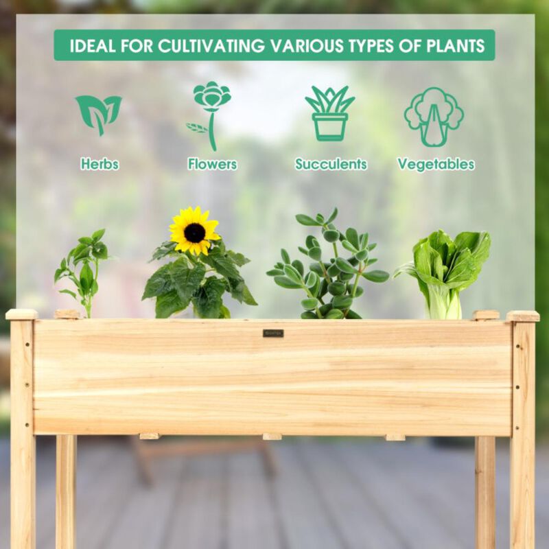 Hivvago Wooden Raised Vegetable Garden Bed Elevated Grow Vegetable Planter
