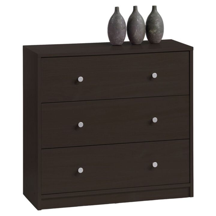 Hivvago Modern 3-Drawer Chest Bedroom Bureau in Dark Brown Wood Finish
