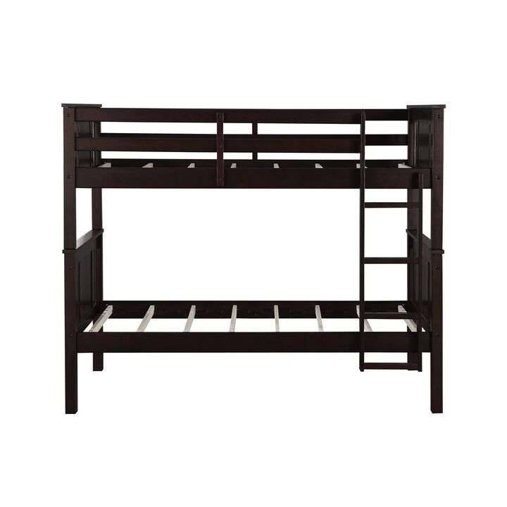 DHP Abigail Twin-Over-Twin Bunk Bed with Ladder, Espresso